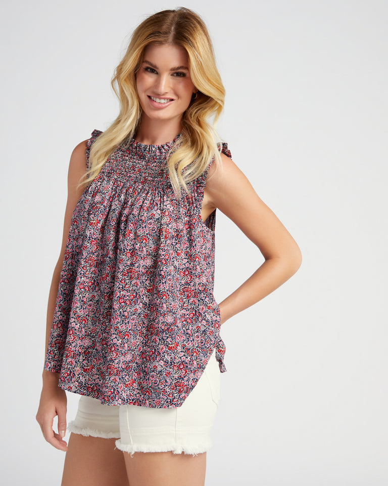 Sleeveless Ditsy Floral Woven Top