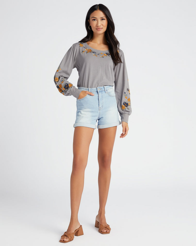 Golden Peony $|& Driftwood Macey Embroidered Sage Top - SOF Full Front