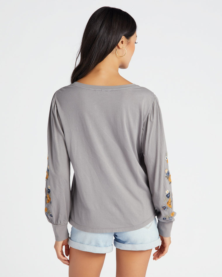 Golden Peony $|& Driftwood Macey Embroidered Sage Top - SOF Back