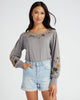 Macey Embroidered Sage Top