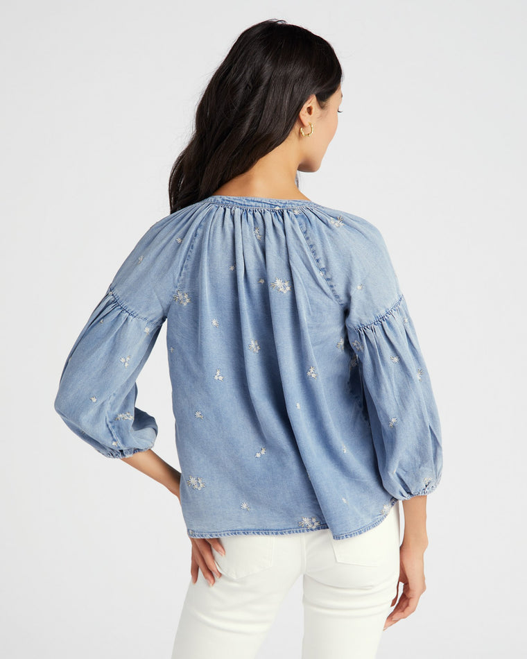 Lily Wash $|& Driftwood Stacey V-Neck Embroidered Top - SOF Back