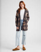 Charcoal Floral $|& Bobeau Floral Popcorn Cardigan - SOF Full Front