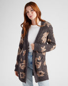 Charcoal Floral $|& Bobeau Floral Popcorn Cardigan - SOF Front