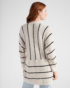 Cream/Black $|& Bobeau Striped Popcorn Cardigan - SOF Back