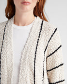 Cream/Black $|& Bobeau Striped Popcorn Cardigan - SOF Detail