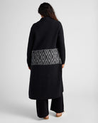 Black/Ivory $|& Bobeau Long Sleeve Shawl Neck Cardigan - SOF Back