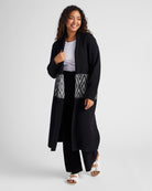 Black/Ivory $|& Bobeau Long Sleeve Shawl Neck Cardigan - SOF Front
