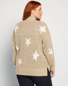 Taupe Star $|& Bobeau Printed Turtleneck Sweater - SOF Back