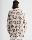 Oatmeal Leopard $|& Bobeau Animal Popcorn Cardigan - SOF Back