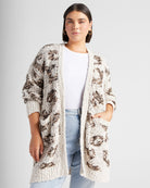 Oatmeal Leopard $|& Bobeau Animal Popcorn Cardigan - SOF Front