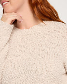 Cream $|& Bobeau Hi-Low Popcorn Pullover Sweater - SOF Full Front