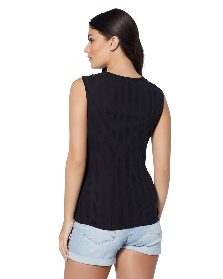 Sleeveless Wrap Front Knit Top
