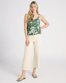 Green/White Floral $|& West Kei Sleeveless V-Neck Knit Floral Cami Top - SOF Full Front