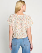 Ecru Ditsy Floral $|& West Kei Floral Woven Short Sleeve Surplice Top - SOF Back