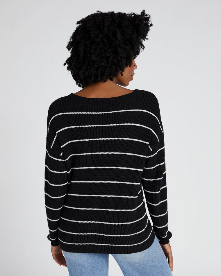 Black Stripe $|& Gentle Fawn Striped Tucker Sweater - SOF Back