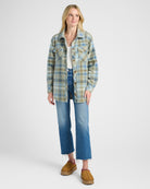 Sage Blue Plaid $|& Thread & Supply Tullis Polar Fleece Shacket - SOF Full Front