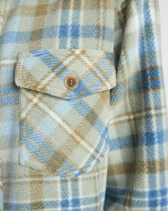 Sage Blue Plaid $|& Thread & Supply Tullis Polar Fleece Shacket - SOF Detail