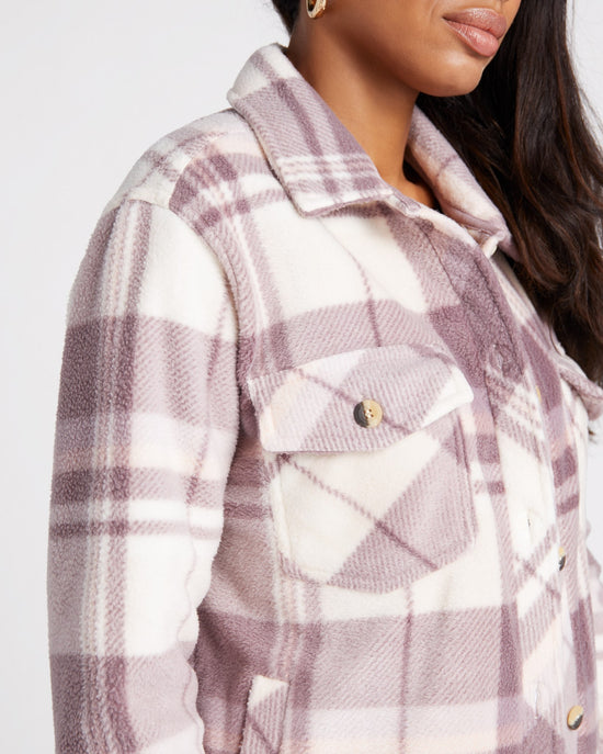 Plum Pink Plaid $|& Thread & Supply Tullis Polar Fleece Shacket - SOF Detail