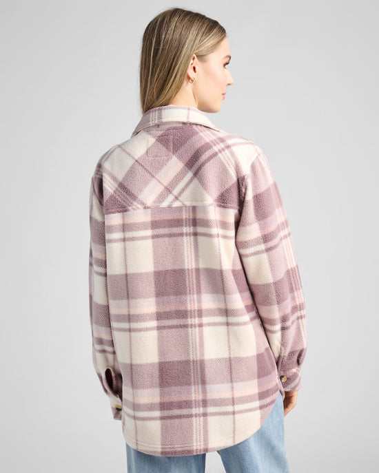 Plum Pink Plaid $|& Thread & Supply Tullis Polar Fleece Shacket - SOF Back