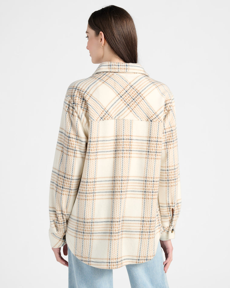 Cream Taupe Plaid $|& Thread & Supply Tullis Polar Fleece Shacket - SOF Back