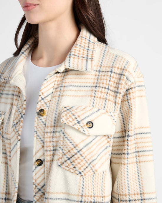 Cream Taupe Plaid $|& Thread & Supply Tullis Polar Fleece Shacket - SOF Detail