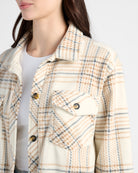 Cream Taupe Plaid $|& Thread & Supply Tullis Polar Fleece Shacket - SOF Full Front