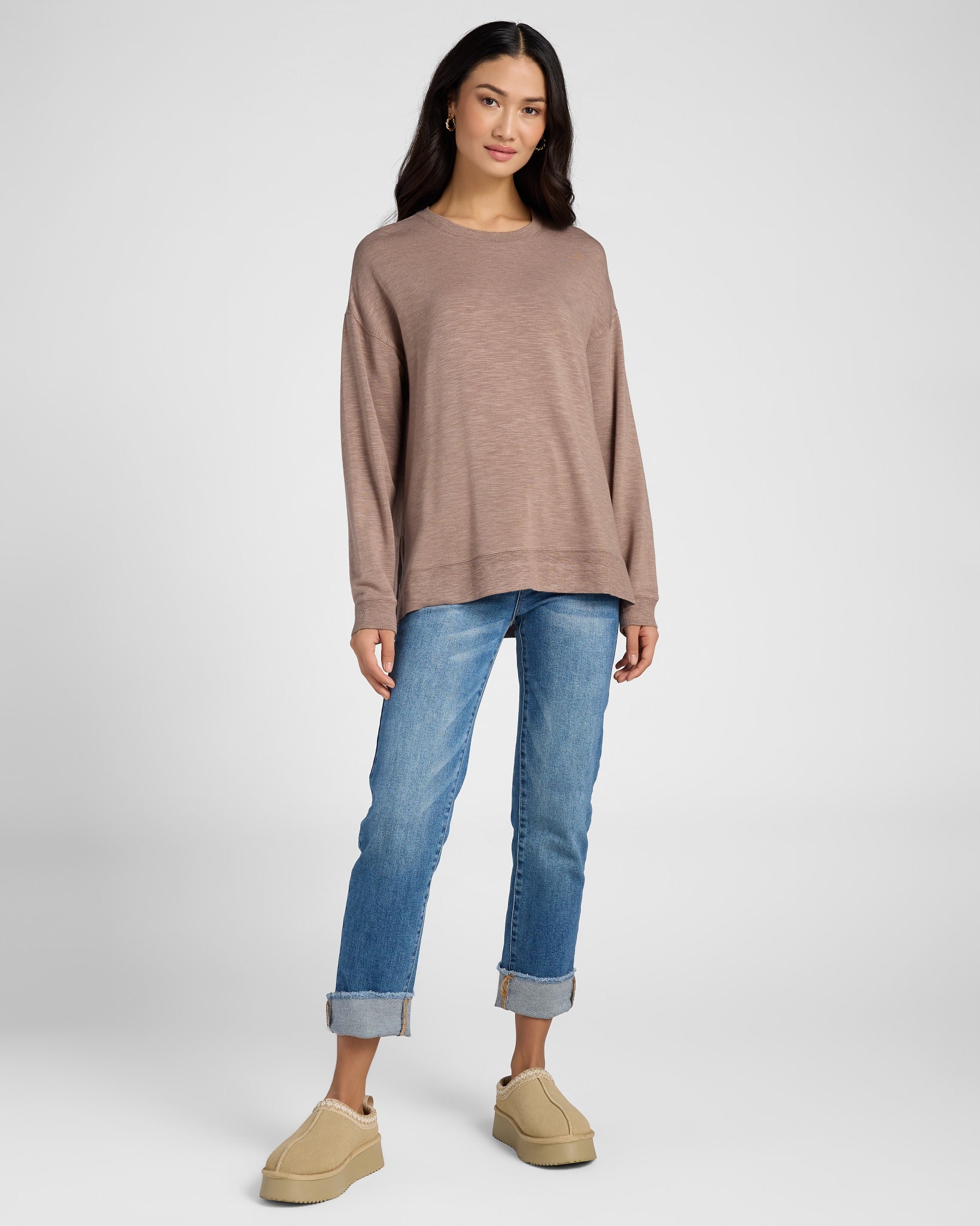 Tavern Taupe Slub $|& Thread & Supply Tiana Top - SOF Full Front