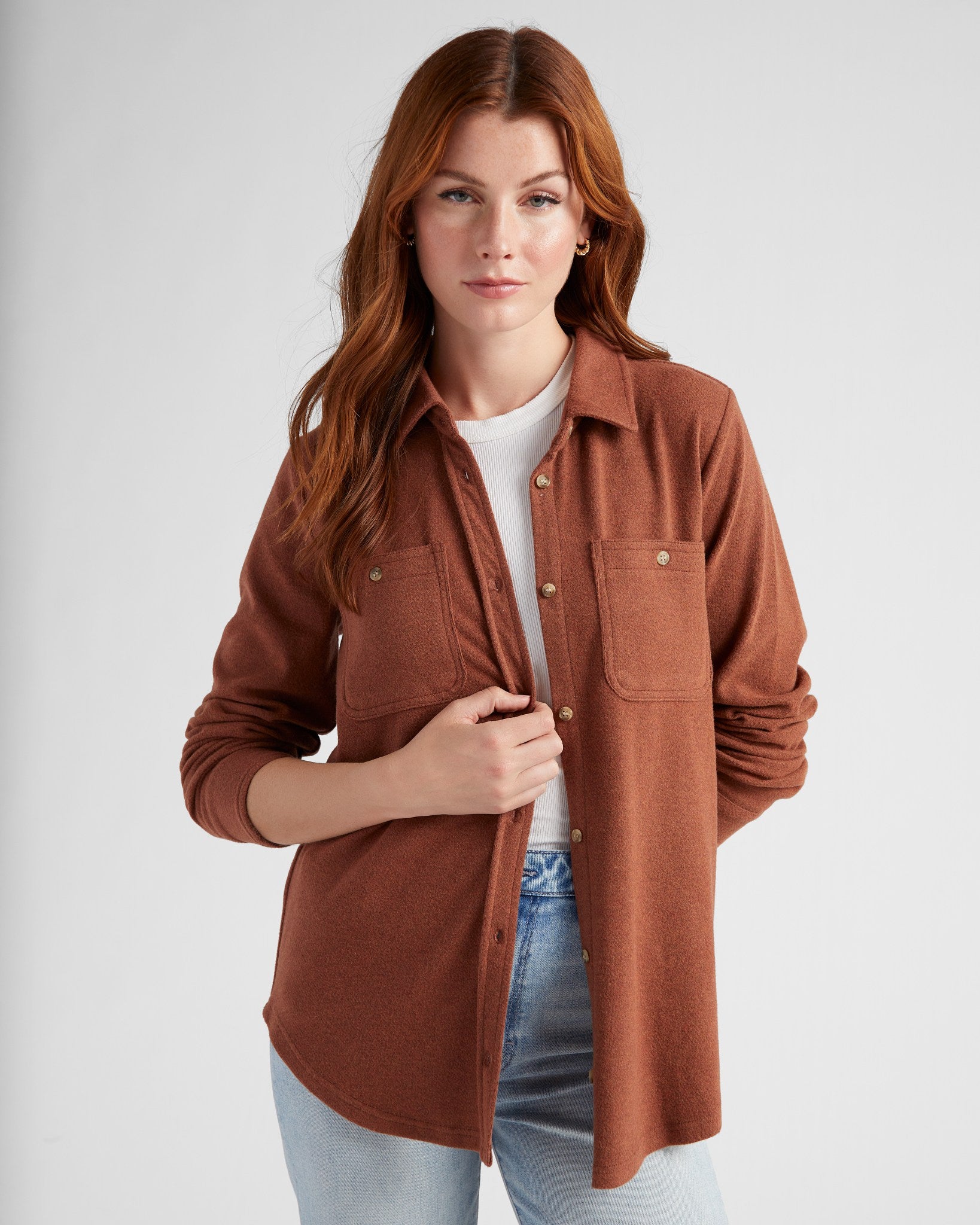 Heather Cognac $|& Thread & Supply Lewis Shirt - SOF Front