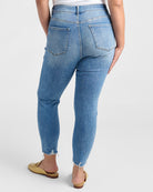 Prowess $|& Lovervet High Rise Crop Skinny Jeans with Distressed Hem - SOF Back