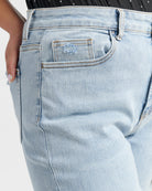 Medium Light Blue $|& Lovervet 90's Vintage Stretch Straight Leg Jeans - SOF Detail