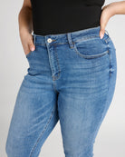 Medium Blue $|& Lovervet High Rise Straight Leg Ankle Jeans - SOF Detail