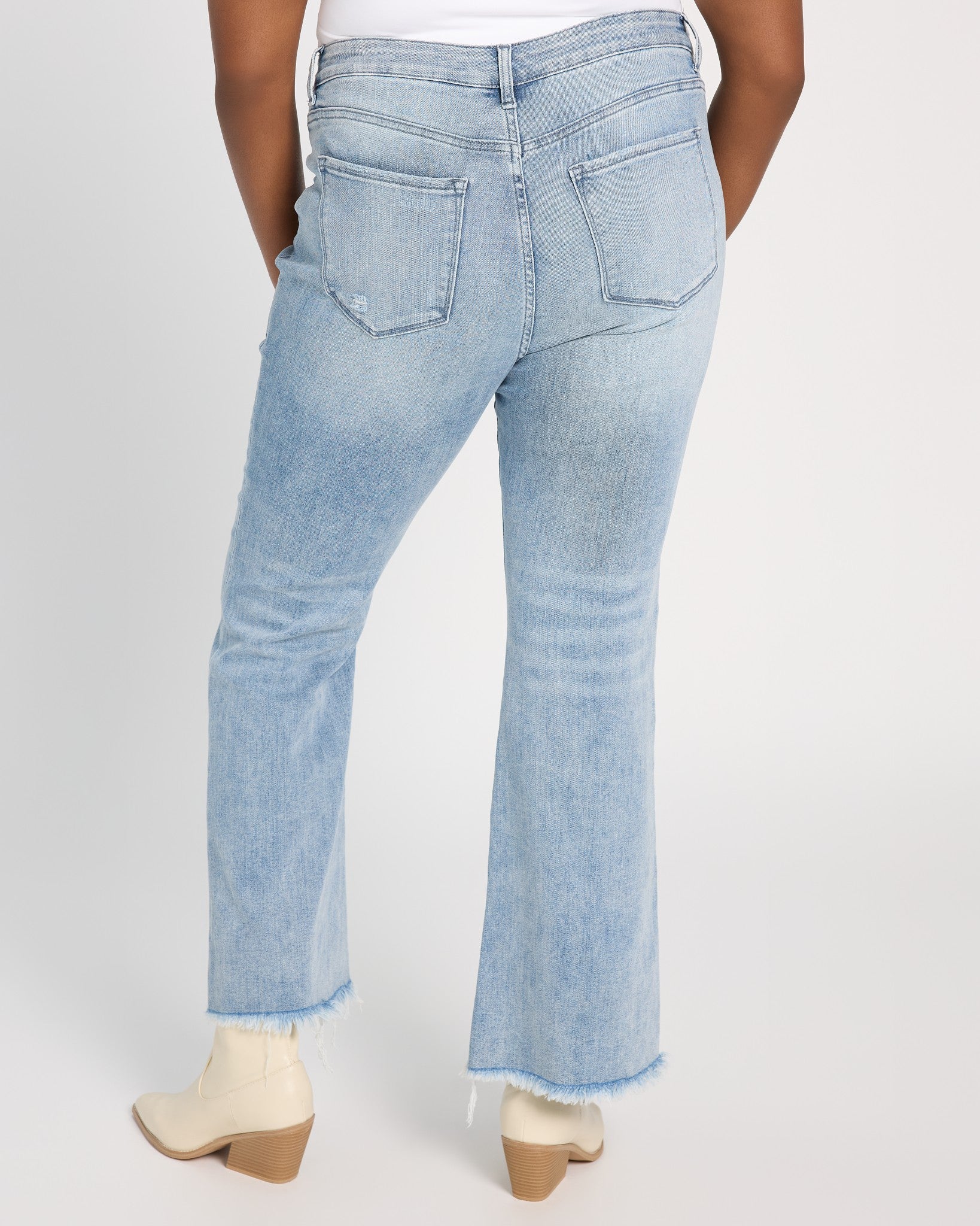 Medium Blue 32" $|& Lovervet High Rise Flare Leg Jeans - SOF Back