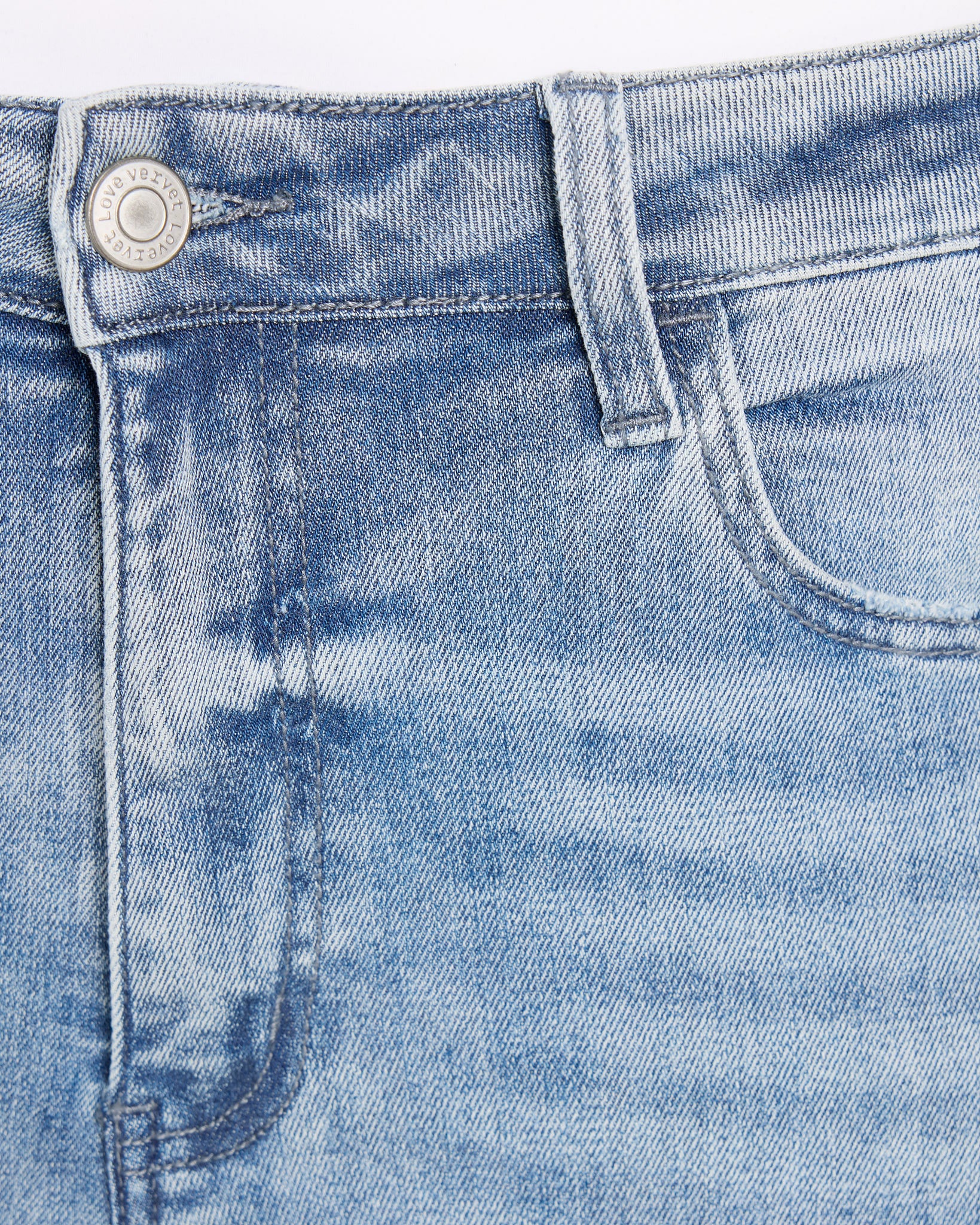 Medium Blue 32" $|& Lovervet High Rise Flare Leg Jeans - SOF Full Front