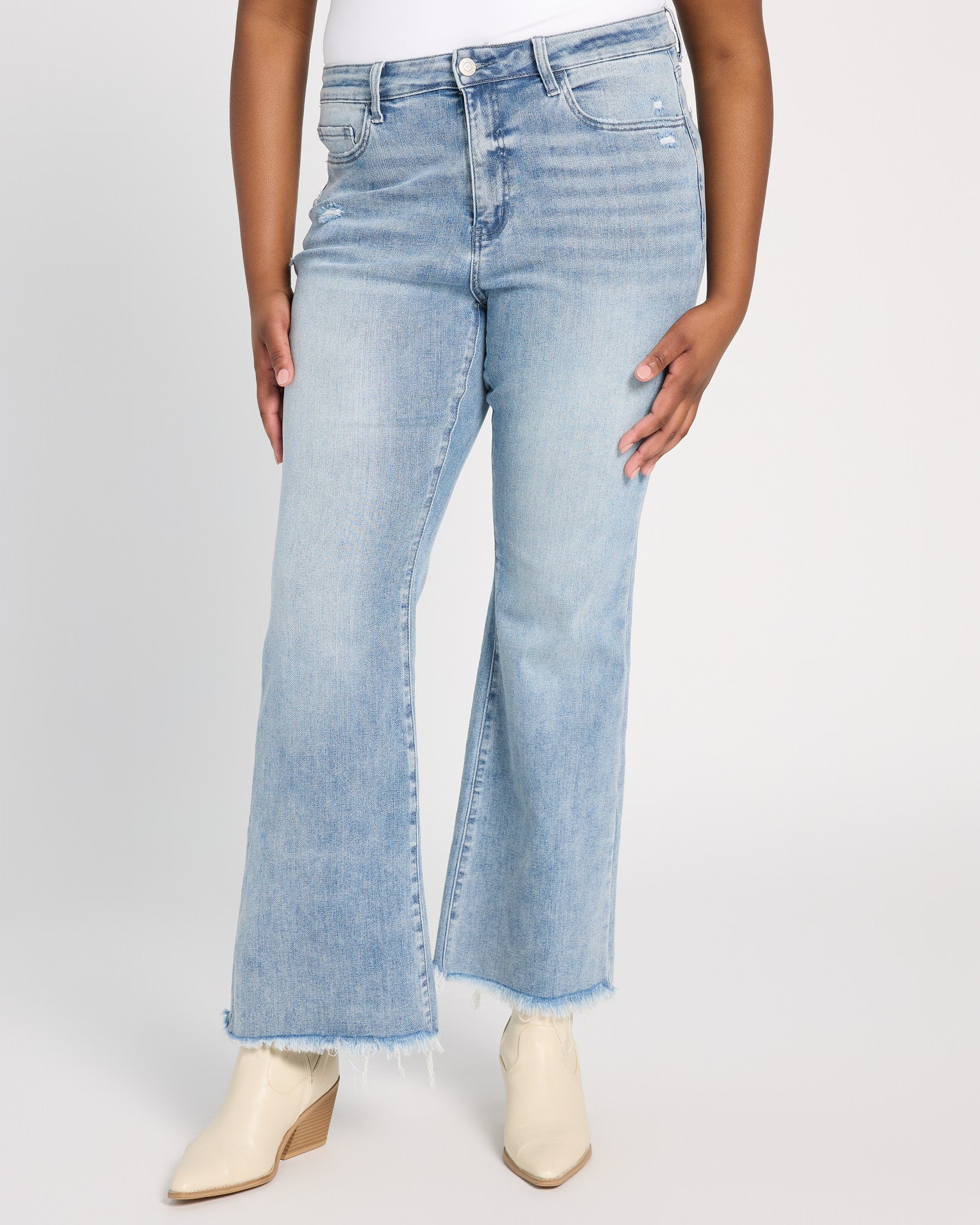 Medium Blue 32" $|& Lovervet High Rise Flare Leg Jeans - SOF Front