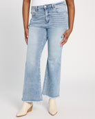 Medium Blue 32" $|& Lovervet High Rise Flare Leg Jeans - SOF Front