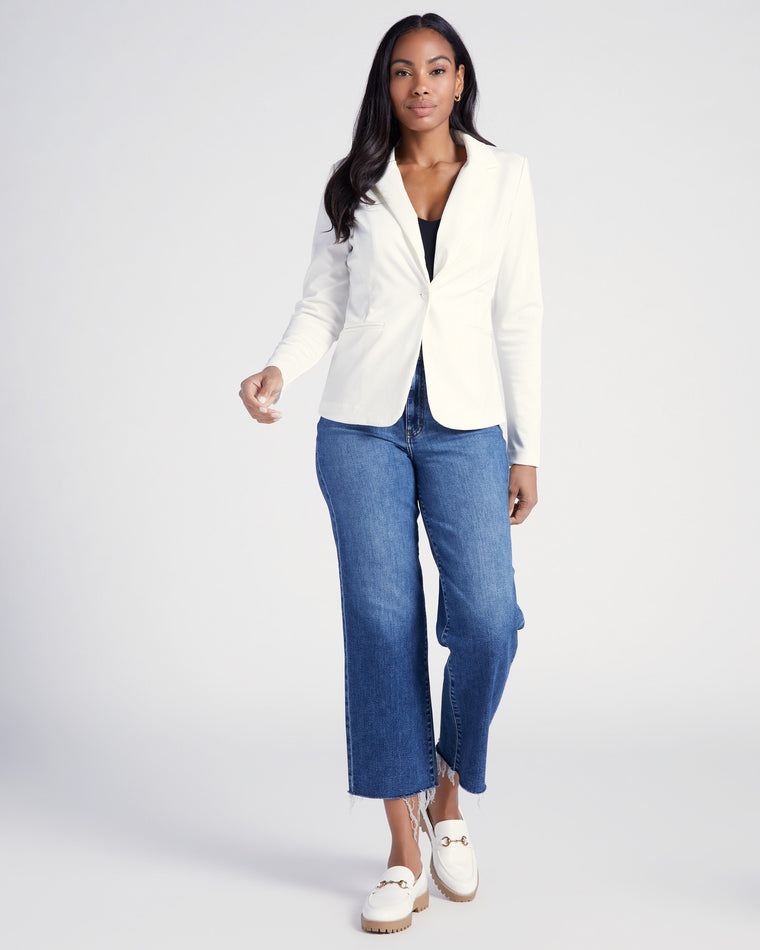 Cloud Dancer White $|& ICHI Kate Knit Blazer - SOF Full Front