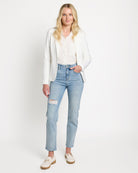 Cloud Dancer $|& ICHI Kate Knit Blazer - UGC On Fig