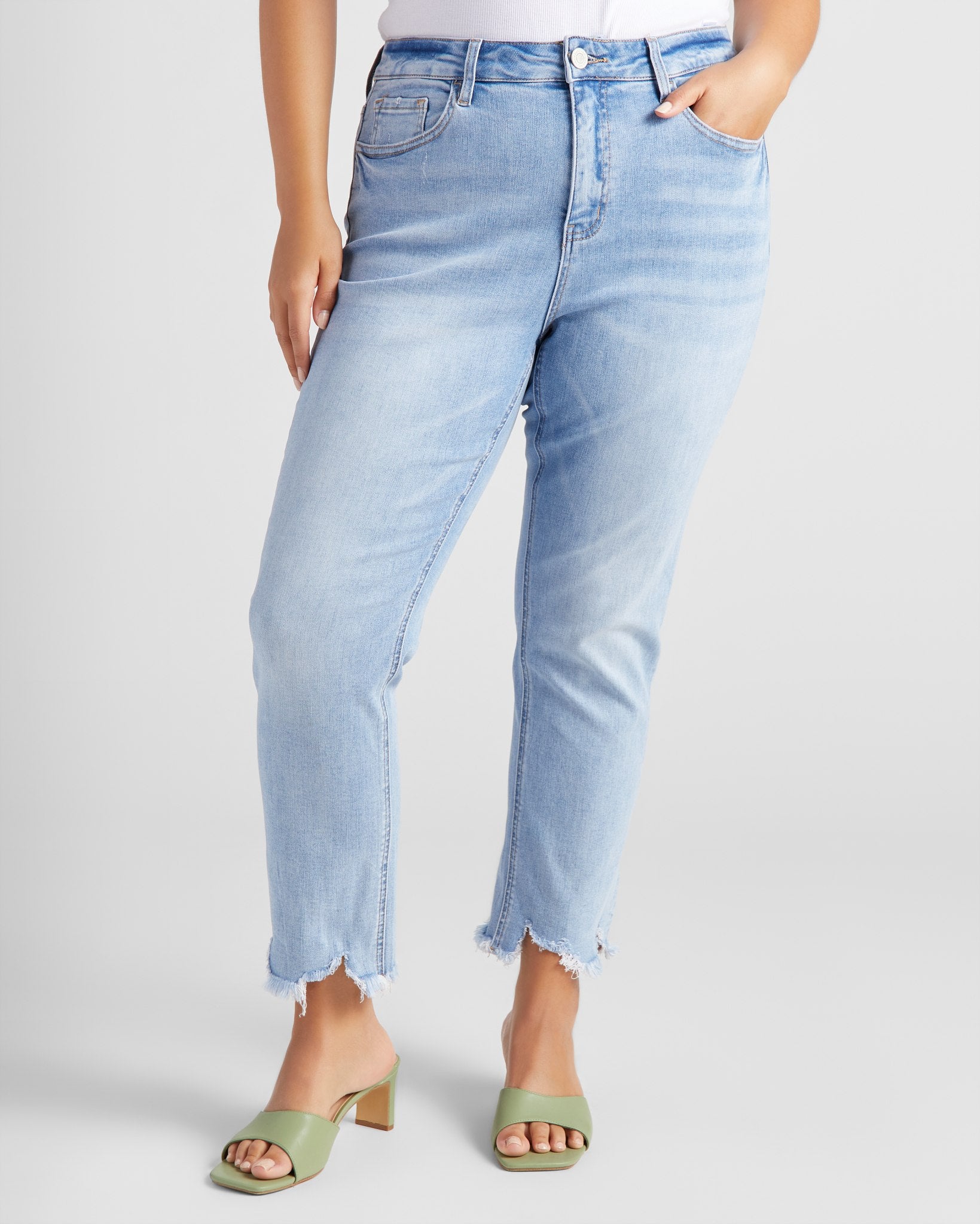 Medium Light Blue $|& Lovervet High Rise Slim Straight Jeans - SOF Front