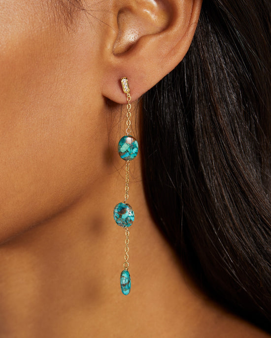 Turquoise $|& fyb jewelry Lucia Statement Earrings - SOF Back