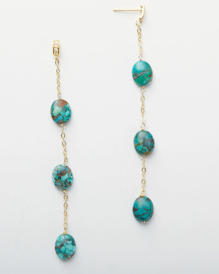 Turquoise $|& fyb jewelry Lucia Statement Earrings - Hanger Back