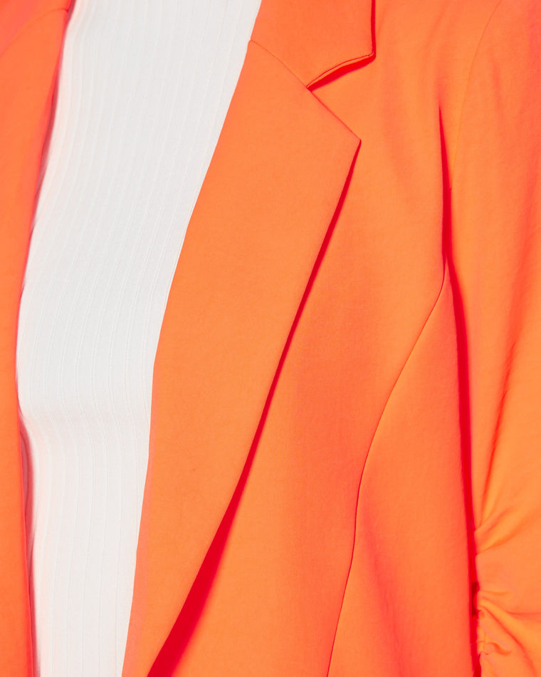 Neon Tangerine $|& Skies Are Blue Shirred Sleeve Blazer - SOF Detail