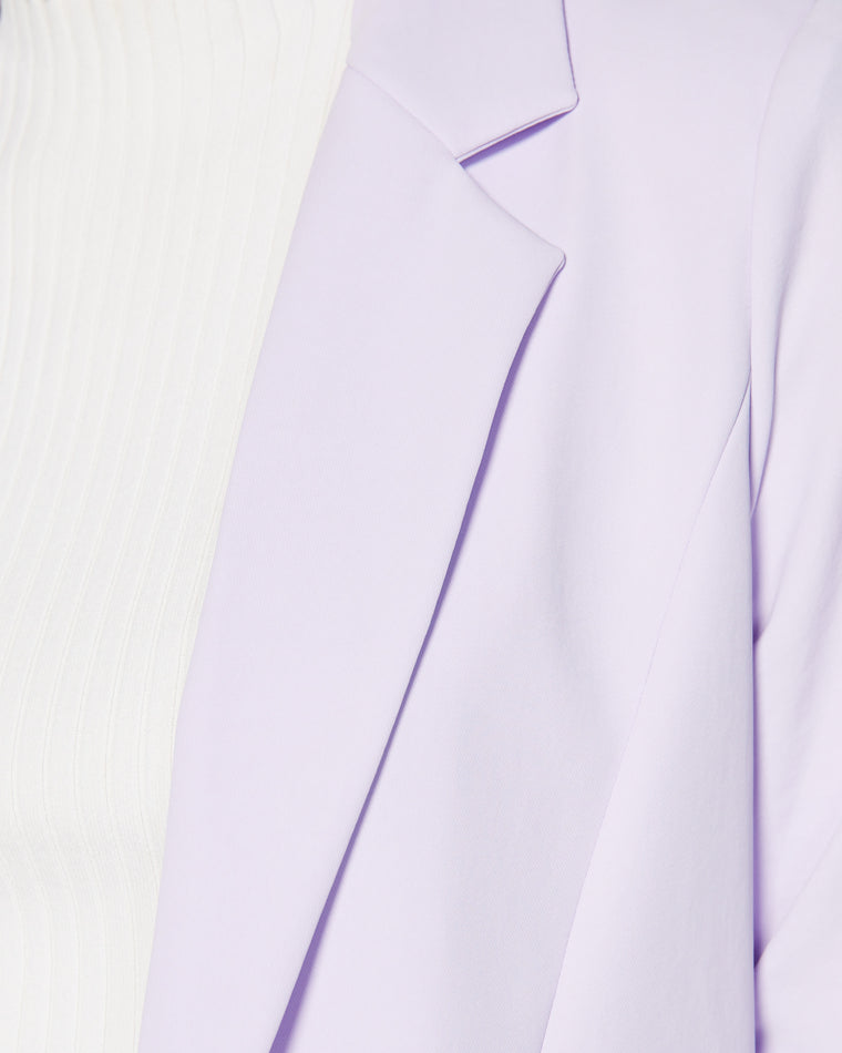 French Lilac $|& Skies Are Blue Shirred Sleeve Blazer - SOF Detail