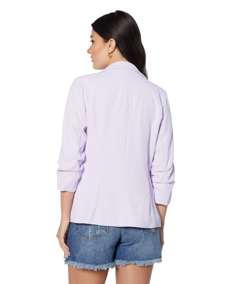 French Lilac $|& Skies Are Blue Shirred Sleeve Blazer - SOF Back