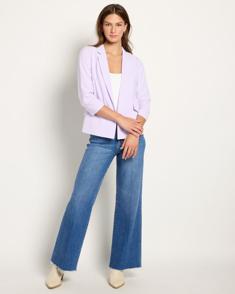 French Lilac $|& Skies Are Blue Shirred Sleeve Blazer - UGC On Fig