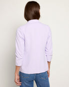 French Lilac $|& Skies Are Blue Shirred Sleeve Blazer - SOF Back