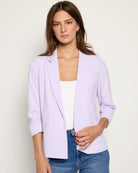 French Lilac $|& Skies Are Blue Shirred Sleeve Blazer - SOF Front