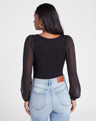 Black $|& Sadie & Sage Debbie Mixed Media Bodysuit - SOF Back