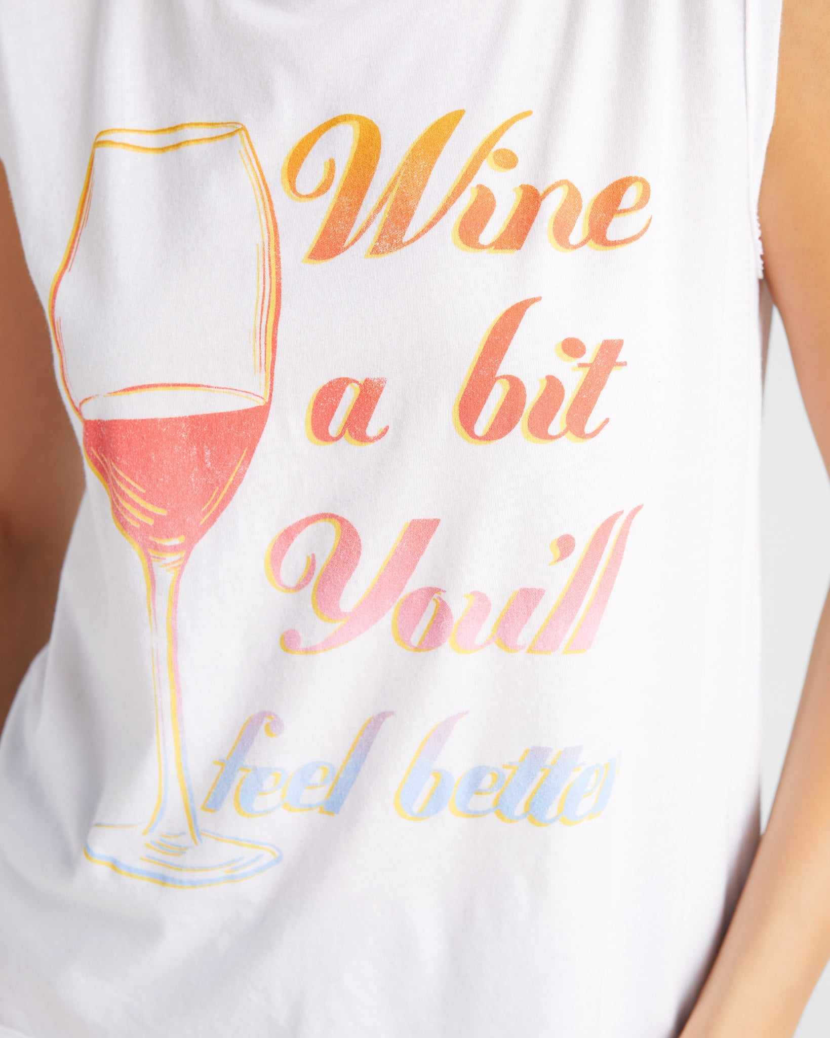 White $|& Project Social T Wine A Bit Graphic Tank - SOF Detail