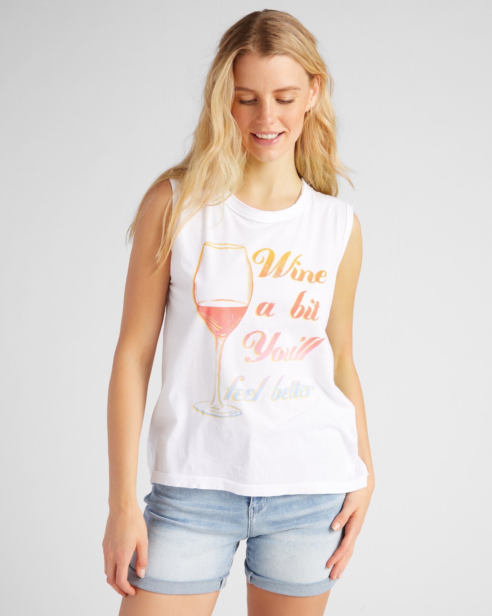 White $|& Project Social T Wine A Bit Graphic Tank - SOF Front