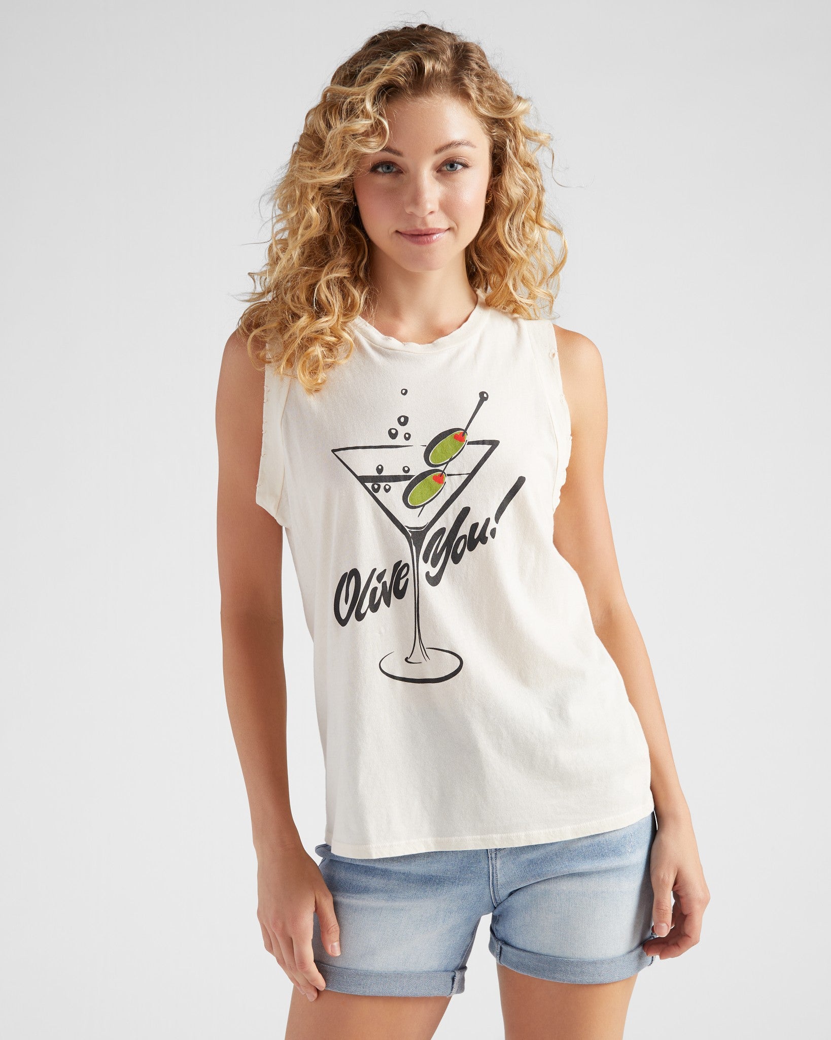 Pink Cloud $|& Project Social T Olive You Graphic Tank - SOF Front